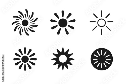 Energy Burst Logos. Burst. Icon set. Set Logo of Burst: circular energy burst icon. harmonious logo variations of the same emblematic concept, each with