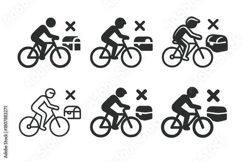 Bicycle Treasure Hunt Icons. bicycle treasure hunts. Icon set. Set Logo of bicycle treasure hunts: bike trail with X mark. harmonious logo variations of the