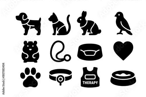 Emotional Support Icons. Emotional Support. Solid icon set of Emotional Support: listening ear, empathy heart, shoulder to lean, reassuring note, calming