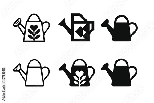 Garden Logo Variations. Garden. Icon set. Set Logo of garden: tree sapling. harmonious logo variations of the same emblematic concept, each with different