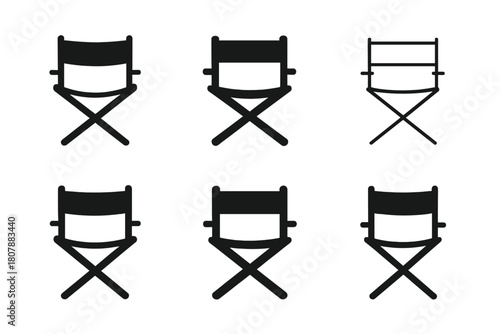 Theater Festival Icons. Theater festivals and events. Icon set. Set Logo of director?s chair: creative leadership symbol. harmonious logo variations of the