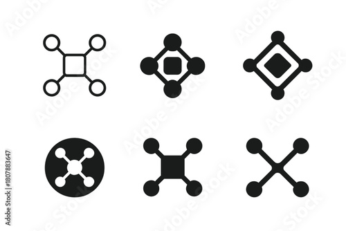 Smart Grid Logos. Smart grid technology. Icon set. Set Logo of Smart Grid Technology: interconnected power nodes forming a network. harmonious logo variations