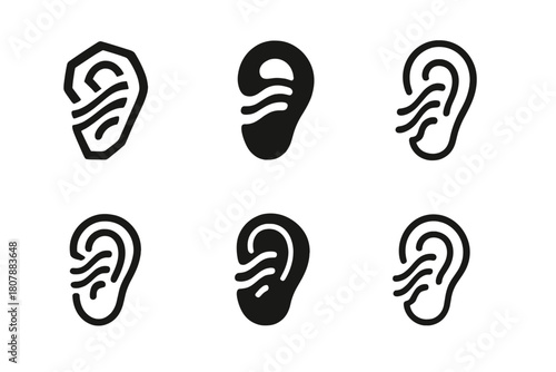 Therapeutic Music Icons. Music as a therapeutic tool. Icon set. Set Logo of Music as a therapeutic tool: headphones with heart symbol. harmonious