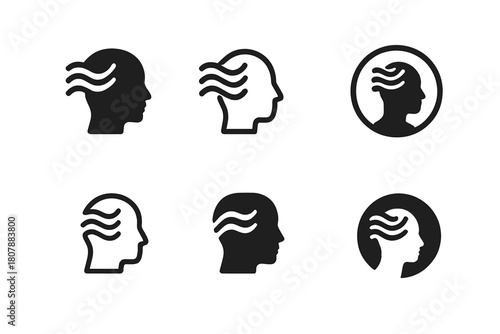 Therapeutic Music Logos. Music as a therapeutic tool. Icon set. Set Logo of Music as a therapeutic tool: hand holding musical note. harmonious logo variations
