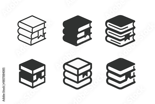 Library Logo Variations. Library. Icon set. Set Logo of library: globe and book representing world knowledge. harmonious logo variations of the same emblematic