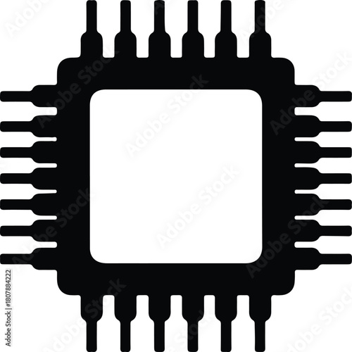 Illustration black chip processor technology connection silhouette vector
