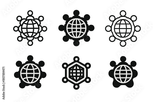 Collectivist Logo Variations. Collectivist. Icon set. Set Logo of collectivist: shared tree with multiple hands holding roots. harmonious logo variations of