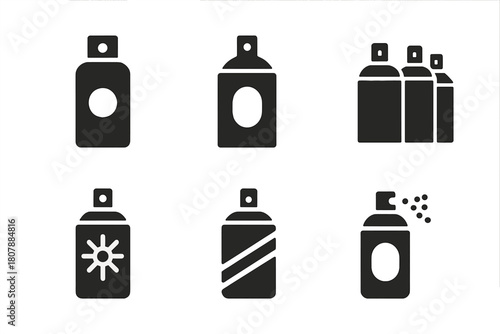 Artistic Iconography. A group of artists working together on a large community mural project. Icon set. Set Logo of Spray Paint Cans: Art supplies. Symmetrical
