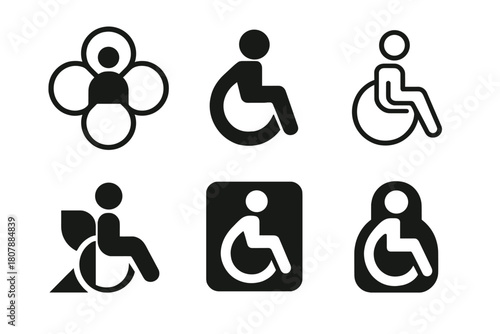 Inclusive Design Icons. Inclusive and accessible design. Icon set. Set Logo of inclusive and accessible design: braille dots pattern. harmonious logo
