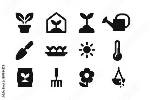 Indoor Plant Icons. Indoor plant corner. Line icon set of indoor plant corner: potted plant, hanging plant, terrarium, succulent, cactus, armchair, small