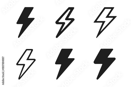 Lightning Logo Variations. Lightning strike. Icon set. Set Logo of lightning strike: cloud with lightning bolt. harmonious logo variations of the
