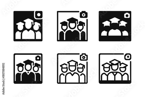 University Welcome Icons. Student orientations and welcome events at universities. Icon set. Set Logo of Student orientations and welcome events at
