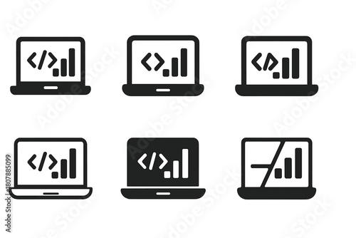 Data Science Logos. Data science. Icon set. Set Logo of data science: clustering scatter plot with centroid. harmonious logo variations of the same emblematic