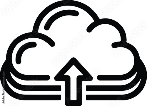 Illustration cloud storage with arrow for online data silhouette vector
