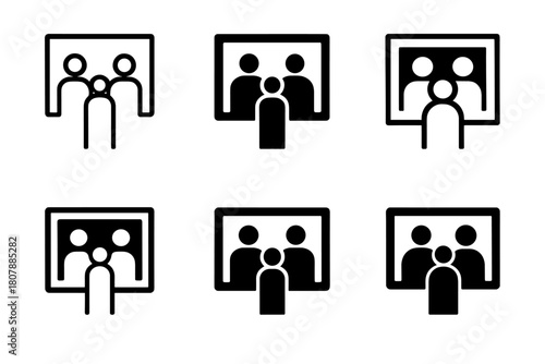 Family Vision Logos. Creating a family vision board. Icon set. Set Logo of Family vision board: Calendar with checkmarks. harmonious logo variations of the