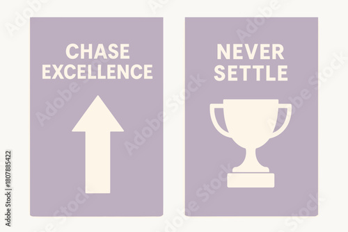 Chase Excellence Banners. Chase excellence. Two vertical A6 banners with safe margins, centered composition, no elements touching edges, minimal, lavender and