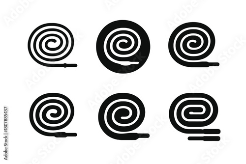 Shoe Lace Logos. shoe lace. Icon set. Set Logo of shoe lace: decorative lace pattern. harmonious logo variations of the same emblematic concept, each with