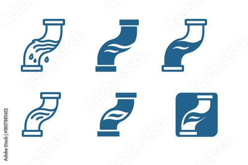 Pipeline Logo Variations. pipeline. Icon set. Set Logo of pipeline: factory pipeline system. harmonious logo variations of the same emblematic concept, each