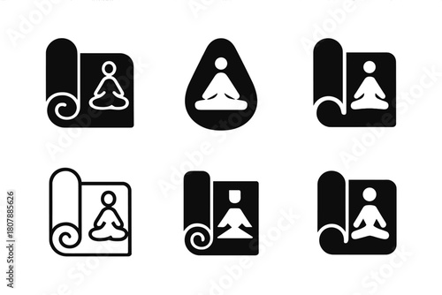 Custom Fitness Logo Set. Personalized fitness equipment. Icon set. Set Logo of personalized fitness equipment: customized resistance band. harmonious logo