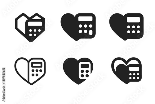 Family Budgeting Icons. Family budgeting. Icon set. Set Logo of family budgeting: family hand holding money sprout. harmonious logo variations of the same