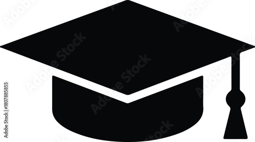 Illustration Graduation cap simple minimal flat icon silhouette vector
