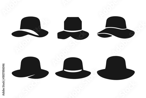 Old Hat Icons. Old hat. Icon set. Set Logo of old hat: weathered cowboy hat symbolizing heritage. harmonious logo variations of the same emblematic concept,