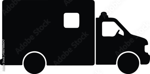 Illustration isolated ambulance van medical emergency silhouette vector