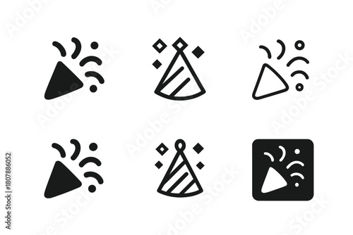 DIY Party Logo Icons. Making DIY party decorations for a personalized touch. Icon set. Set Logo of Making DIY party decorations for a personalized touch:
