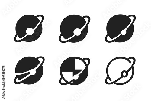Venus Exploration Icons. Venus exploration. Icon set. Set Logo of Venus exploration: spacecraft heat shield. harmonious logo variations of the same emblematic