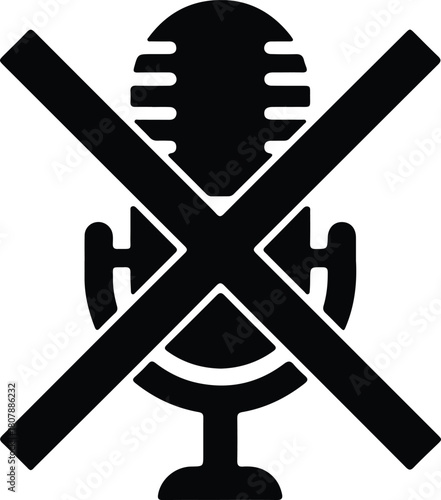 Illustration no microphone sign prohibition for speech ban silence vector