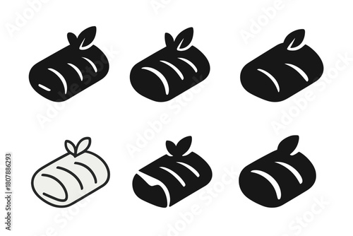 Stuffed Vegetable Icons. Stuffed vegetables. Icon set. Set Logo of Stuffed vegetables: Stuffed cabbage rolls. harmonious logo variations of the same emblematic