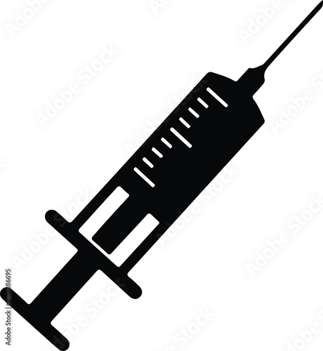 Illustration of a syringe for vaccination concept in black silhouette vector