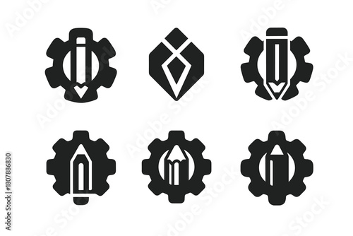 Study Skills Icons. Study skills. Icon set. Set Logo of study skills: calendar and clock symbolizing organized learning. harmonious logo variations of the same