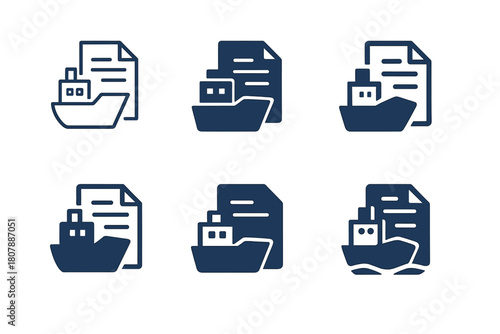 Customs Brokers Icon Set. customs brokers. Icon set. Set Logo of customs brokers: shield with import-export arrows. harmonious logo variations of the same