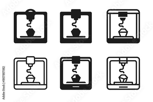 Product Prototype Logos. A Business Team Creating a Product Prototype in a Design Studio. Icon set. Set Logo of Product Prototyping: designers reviewing