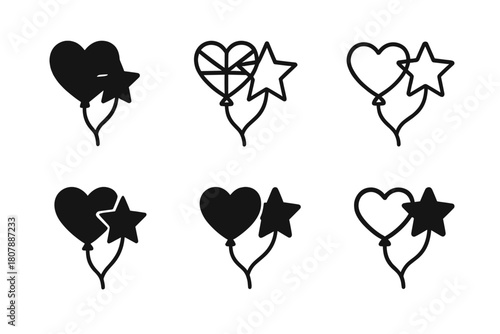 Birthday Milestone Icons. Birthday milestone. Icon set. Set Logo of birthday milestone: number-shaped balloon arrangement. harmonious logo variations of the