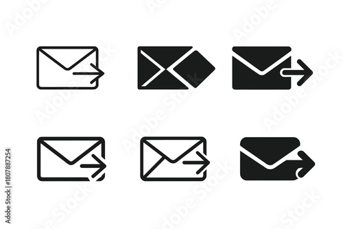Return Address Logos. Return address. Icon set. Set Logo of Return address: Letter with folded corner. harmonious logo variations of the same emblematic