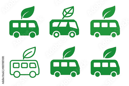 Eco Transport Logos. Eco-friendly transport. Icon set. Set Logo of eco-friendly transport: electric scooter. harmonious logo variations of the same emblematic