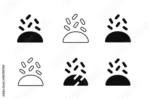 Sprinkle Logo Variations. Sprinkle. Icon set. Set Logo of Sprinkle: Birthday cake with sprinkles. harmonious logo variations of the same emblematic concept,