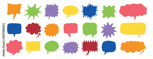 colorful speech bubbles set. Hand drawn vector cute communication bubbles. speech bubble collection