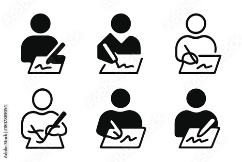 Celebrity Icon Variations. Celebrity appearance. Icon set. Set Logo of Celebrity appearance: Autograph signing. harmonious logo variations of the