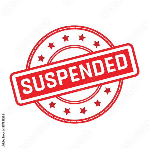 SUSPENDED Text Vector in Red Rubber Stamp Design	