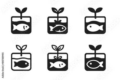 Artificial Ecosystem Icons. Artificial ecosystems and self-sustaining habitats. Icon set. Set Logo of Artificial ecosystems and self-sustaining habitats:
