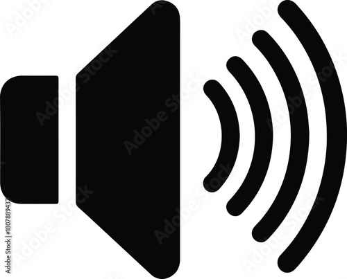 Illustration speaker volume sound waves broadcast audio silhouette vector
