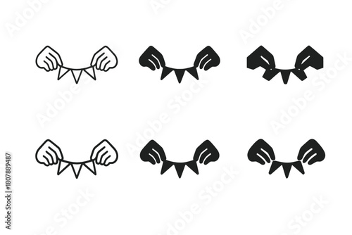 DIY Party Logos. Making DIY party decorations for a personalized touch. Icon set. Set Logo of Making DIY party decorations for a personalized touch: Paper