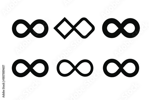 Existence Emblem Variations. Existence. Icon set. Set Logo of Existence: Infinity symbol. harmonious logo variations of the same emblematic concept, each with