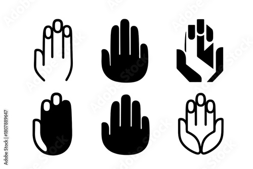 Natural Nail Logos. Natural nails. Icon set. Set Logo of natural nails: cuticle oil dropper above nail plate. harmonious logo variations of the same emblematic