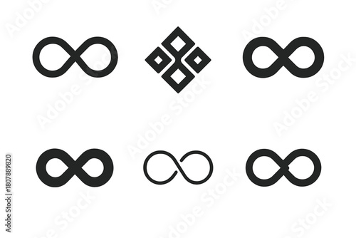 Open Space Icons. open space. Icon set. Set Logo of open space: abstract symbol of infinite openness. harmonious logo variations of the same emblematic
