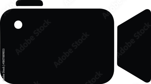 Illustration Video camera icon black media silhouette vector