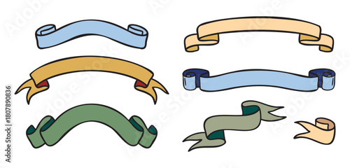 Vintage ribbons and banners blank set for text